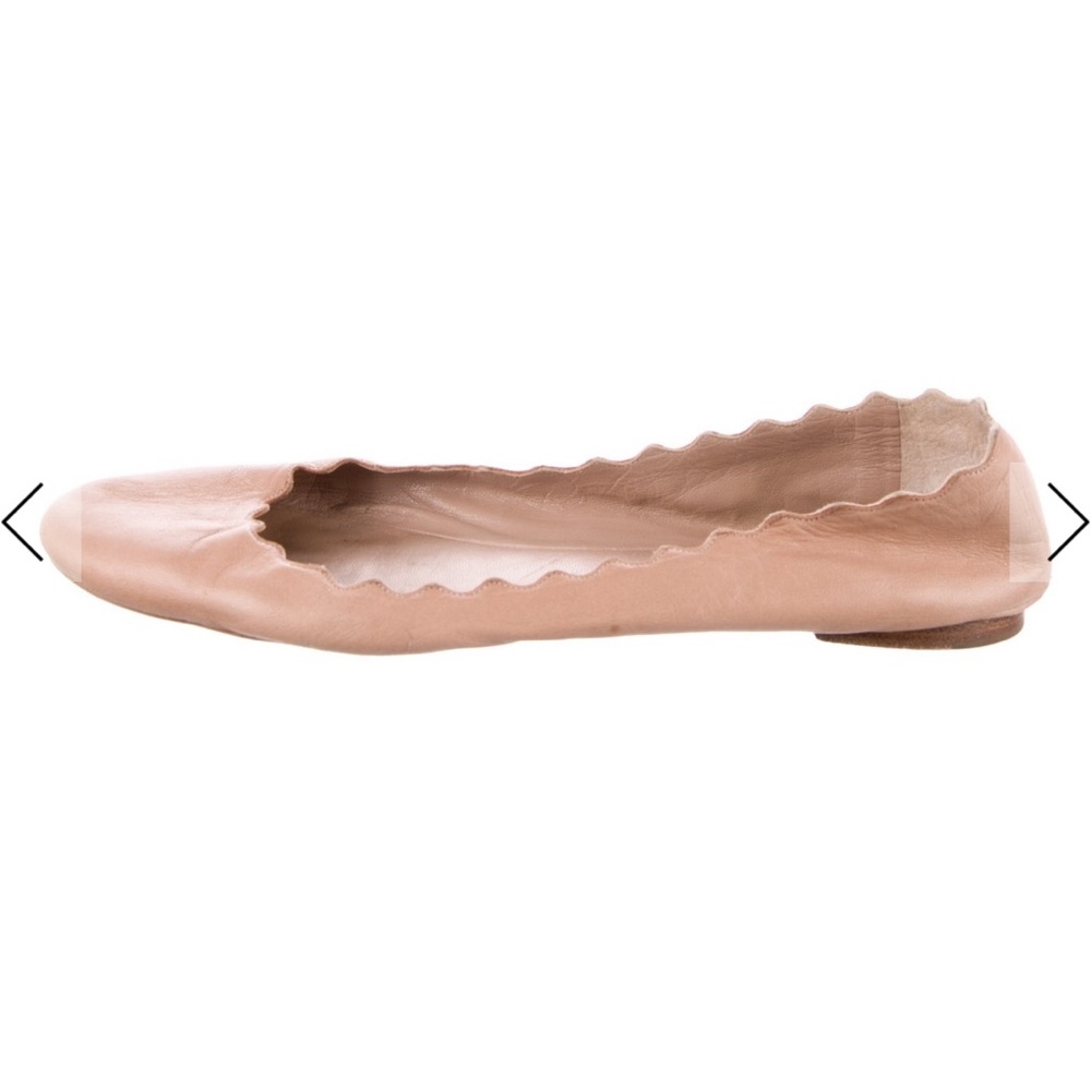 CHLOE Lauren scalloped leather ballet flats in blush - Picture 3 of 12